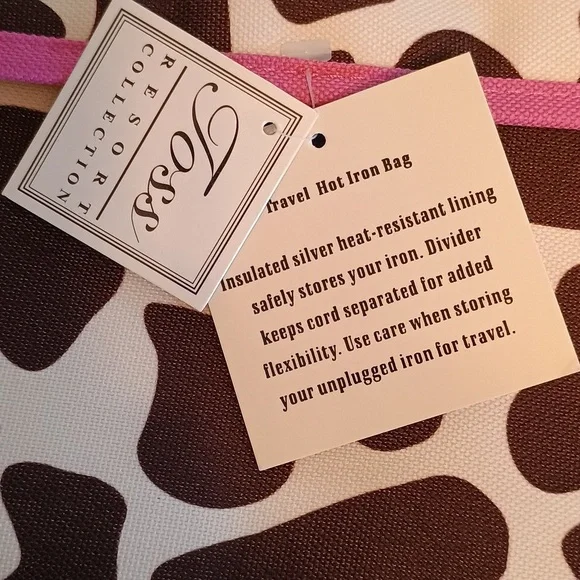 Toss Resort Collection Giraffe Print Tote Bag with Pink Straps, W/Hot Iron Bag - Picture 13 of 16